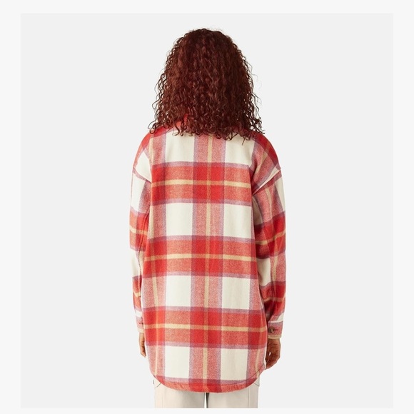 Dickies Womens Plaid Jacket, RED Ochre, Medium - Picture 2 of 4